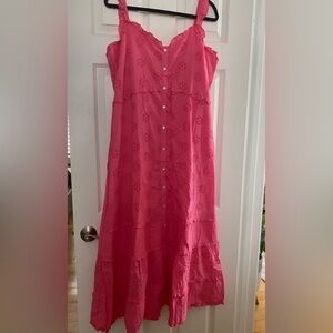 Beautiful eyelet dress size XL in darker pink color. Brand New without tag.